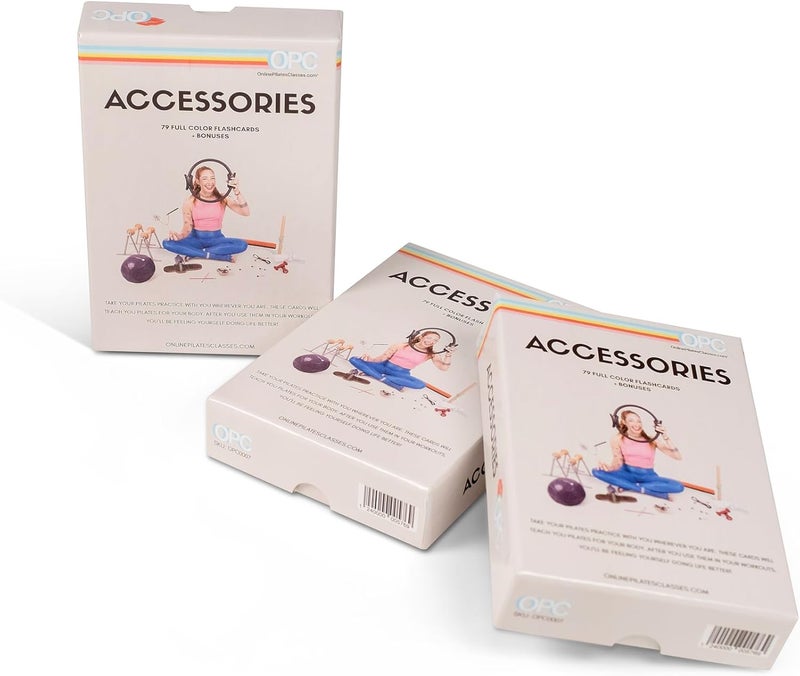 OnlinePilatesClasses.com OnlinePilatesClasses Pilates Accessories Flashcards, 79 All-Levels Illustrated Cards Deck Set, Low Impact Home Fitness Workouts Guide with Postures & Routines, Workout Planner with Tips and Videos - Image 5
